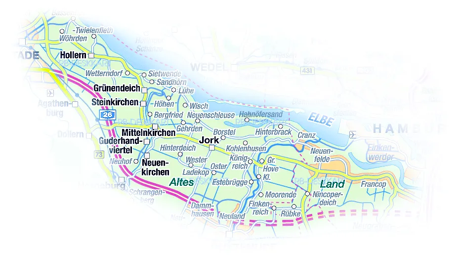 Einzugsgebiet Übersichtskarte des Alten Landes